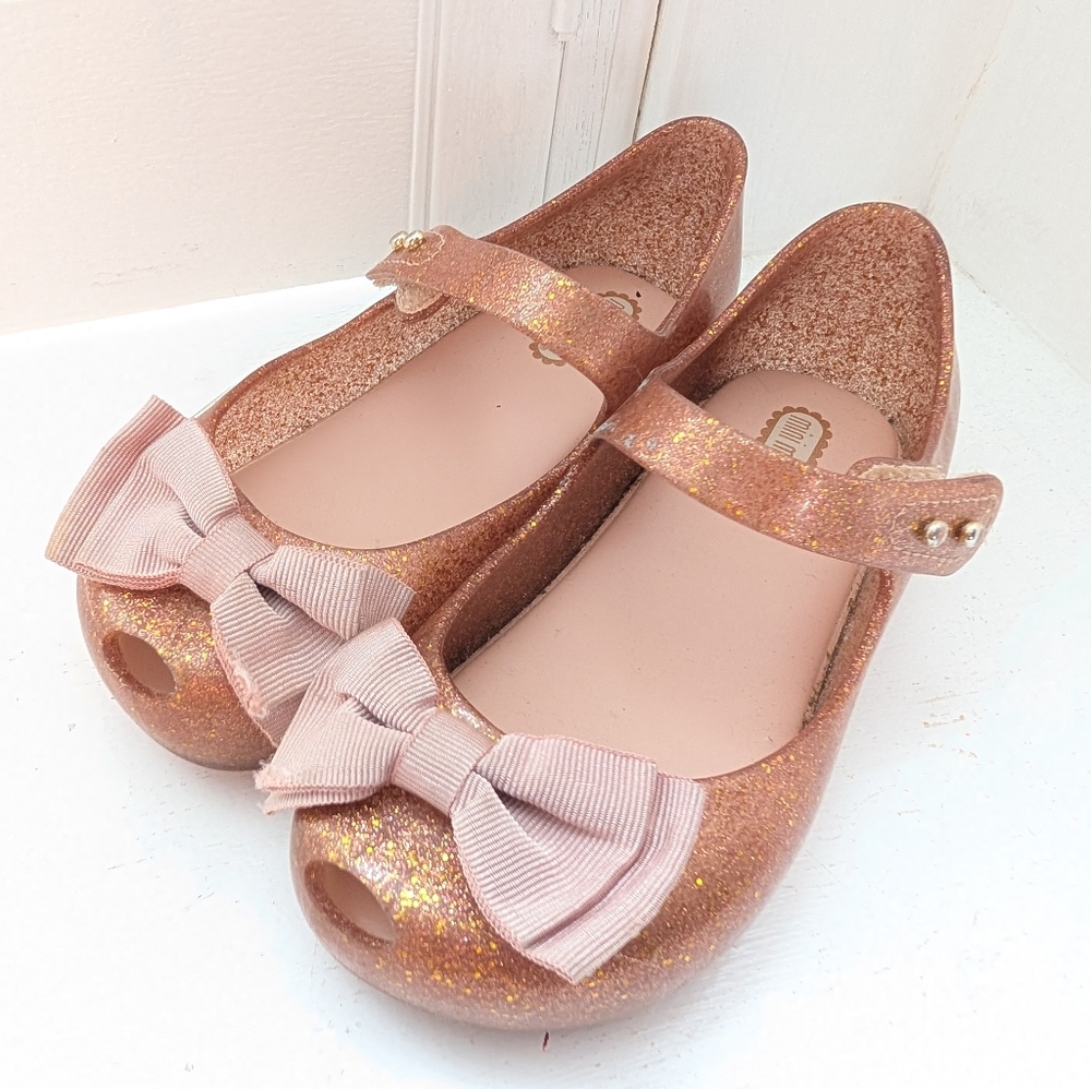 Mini Melissa Jelly Bow Flats 10 Sparkle Glitter